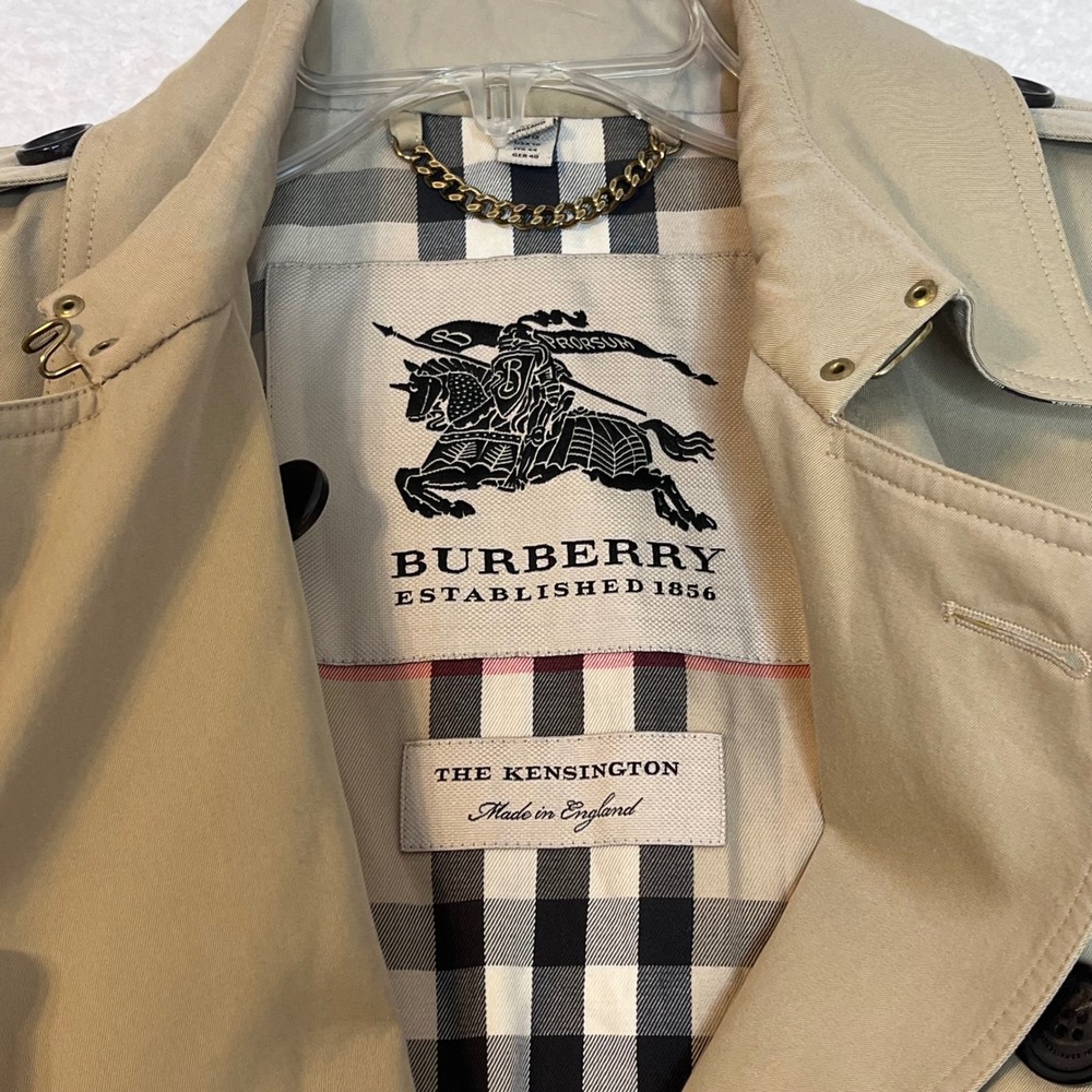 Burberry The Kensington Trench Coat Honey Beige Made in England Size 10 US - Picture 7 of 16